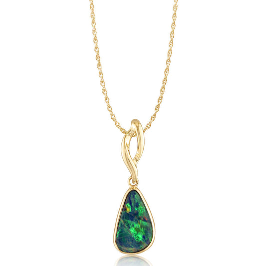 14K Yellow Gold Australian Opal Pendant