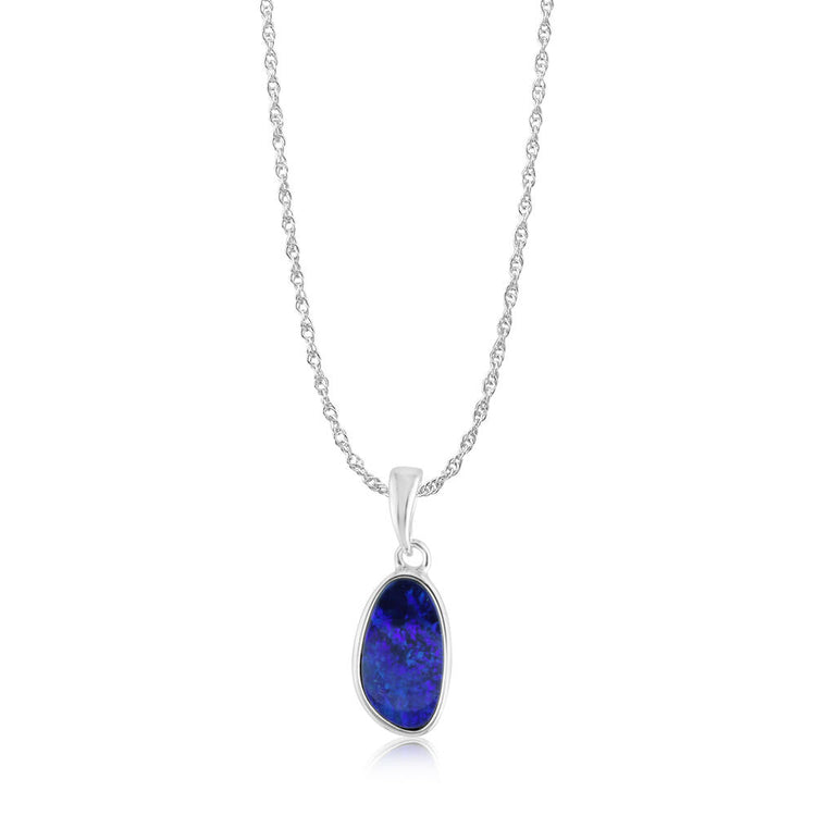 Sterling Silver Australian Blue Opal Doublet Pendant