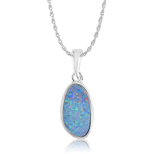 Sterling Silver Australian Red Opal Doublet Pendant