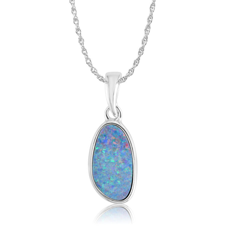 Sterling Silver Australian Red Opal Doublet Pendant