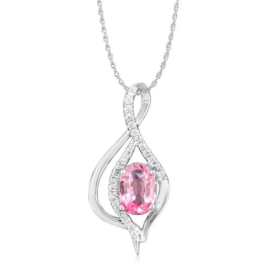 18K White Gold Padparadscha Sapphire/Diamond Pendant