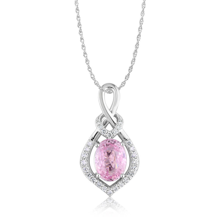 18K White Gold Padparadscha Sapphire/Diamond Pendant