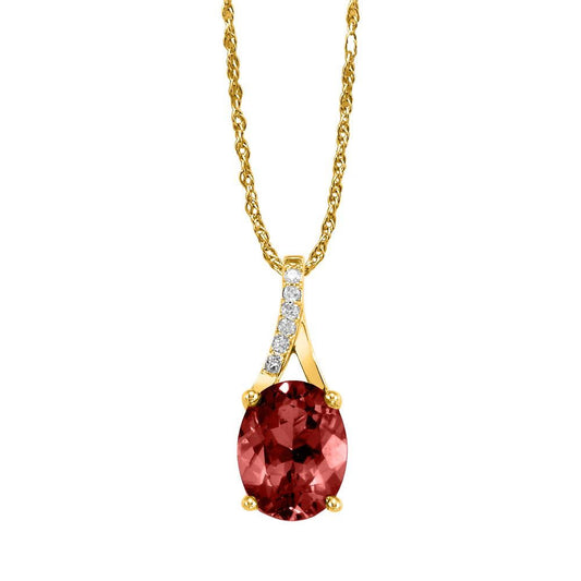 14K Yellow Gold Garnet/Diamond Pendant