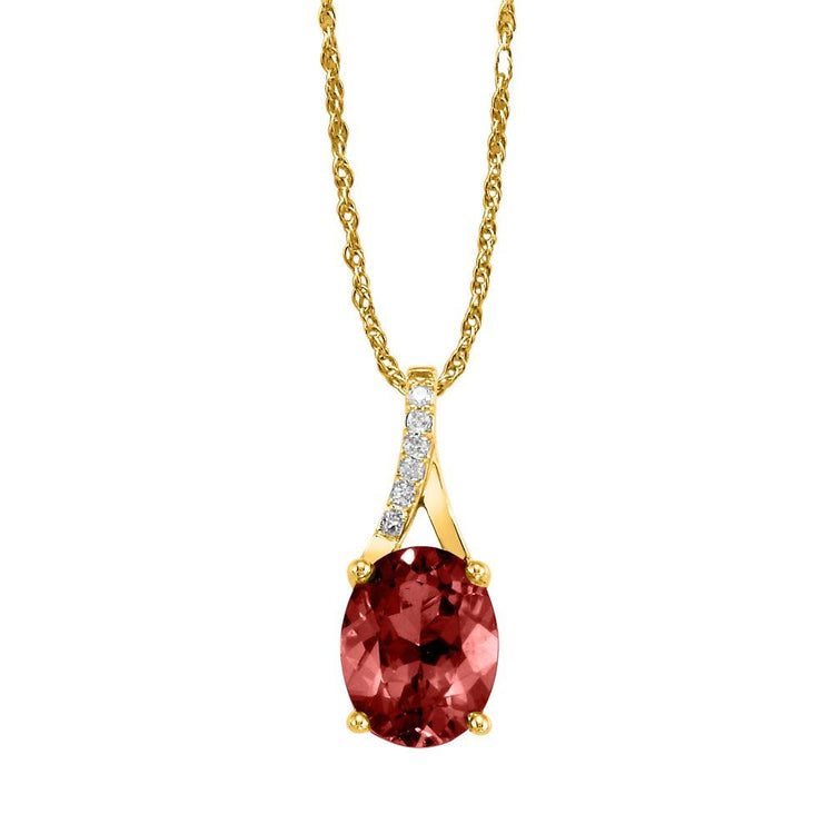 14K Yellow Gold Garnet/Diamond Pendant