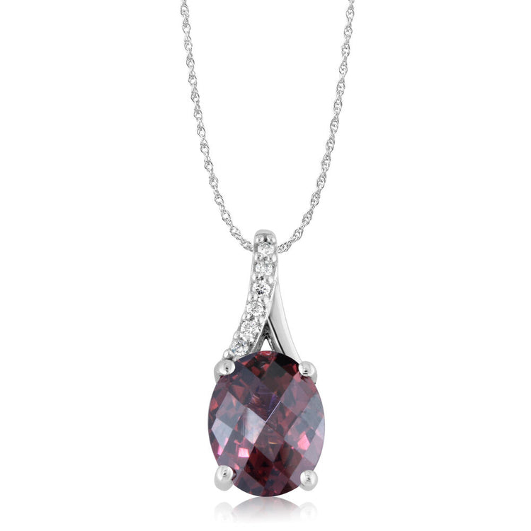 14K White Gold Rhodolite/Diamond Pendant