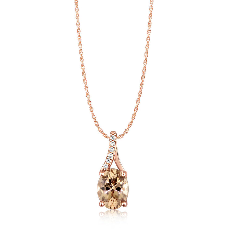 14K Rose Gold Lotus Garnet/Diamond Pendant