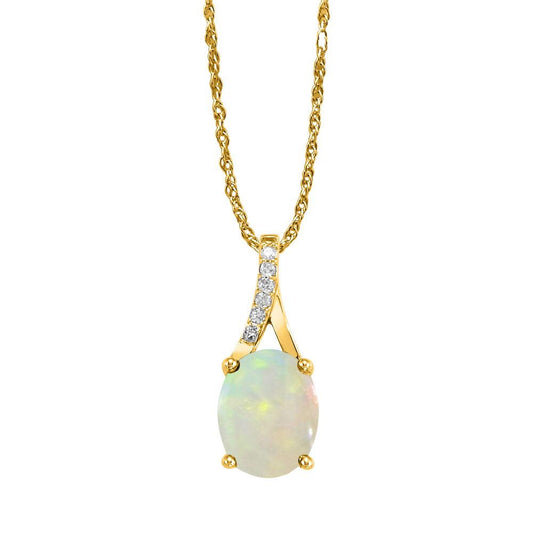 14K Yellow Gold Opal/Diamond Pendant