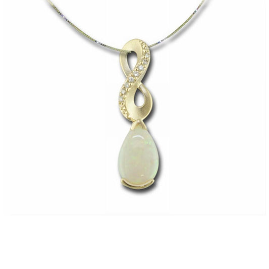 14K Yellow Gold Australian Opal/Diamond Pendant