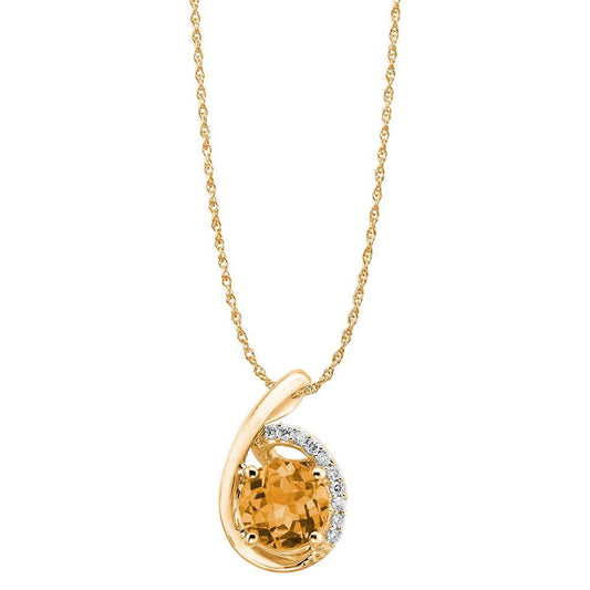 14K Yellow Gold Citrine/Diamond Pendant