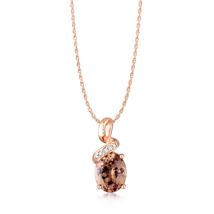 14K Rose Gold Lotus Garnet/Diamond Pendant