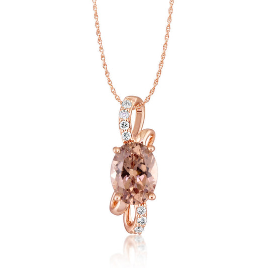 14K Rose Gold Lotus Garnet/Diamond Pendant