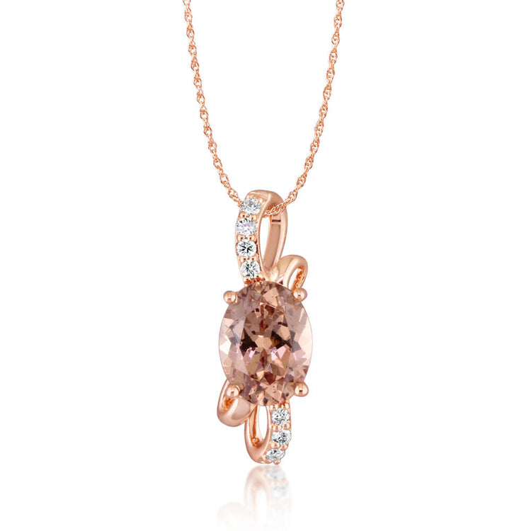 14K Rose Gold Lotus Garnet/Diamond Pendant