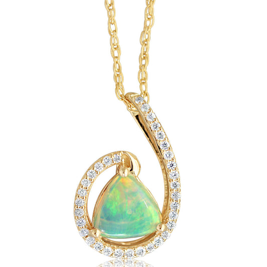 14K Yellow Gold Australian Opal/Diamond Pendant