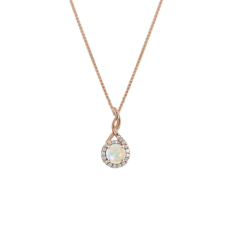 14K Rose Gold Australian Opal/Diamond Pendant