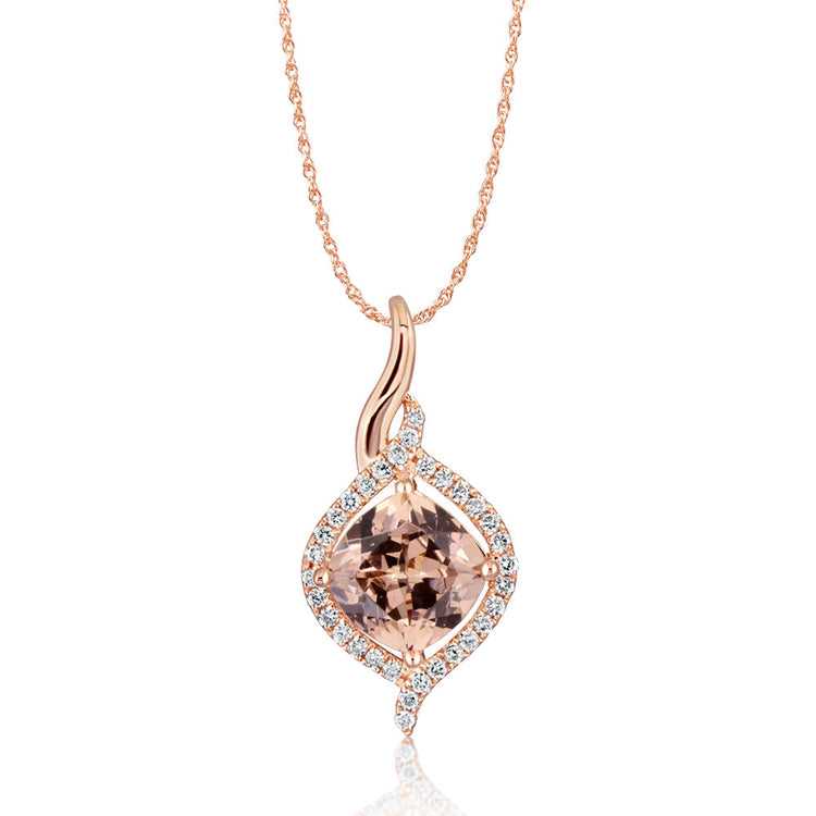 14K Rose Gold Lotus Garnet/Diamond Pendant