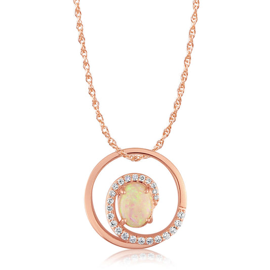 14K Yellow Gold Australian Opal/Diamond Pendant