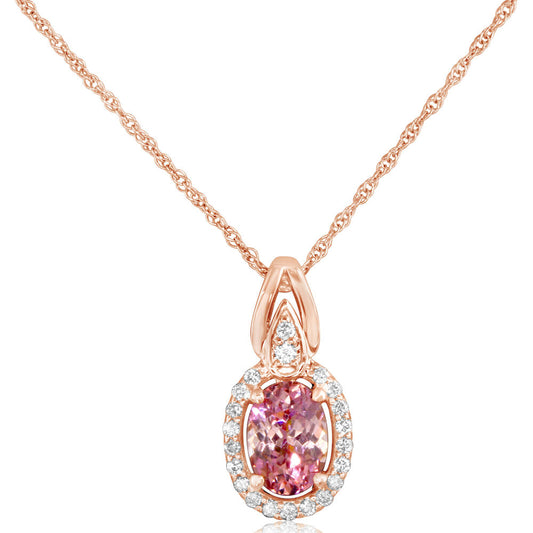 14K Rose Gold Lotus Garnet/Diamond Pendant