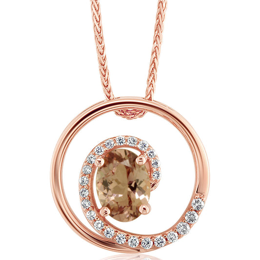 14K Rose Gold Lotus Garnet/Diamond Pendant