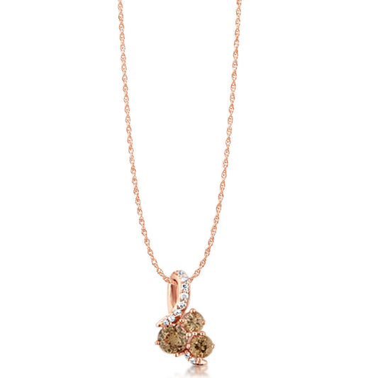 14K Rose Gold Lotus Garnet/Diamond Pendant