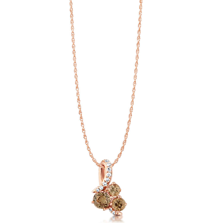 14K Rose Gold Lotus Garnet/Diamond Pendant