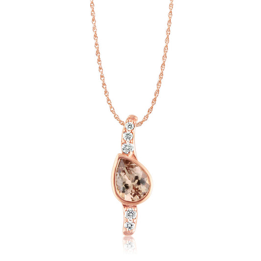 14K Rose Gold Lotus Garnet/Diamond Pendant