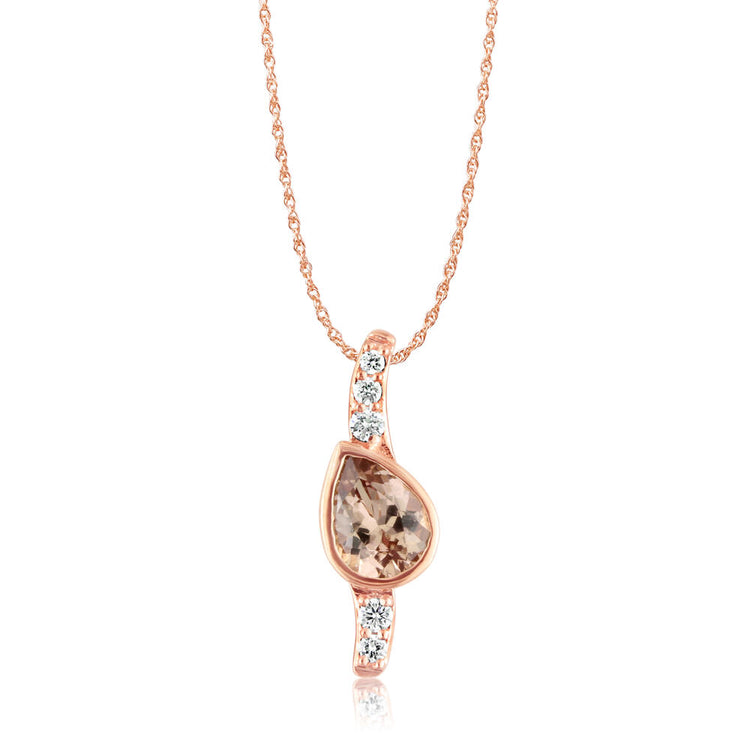 14K Rose Gold Lotus Garnet/Diamond Pendant