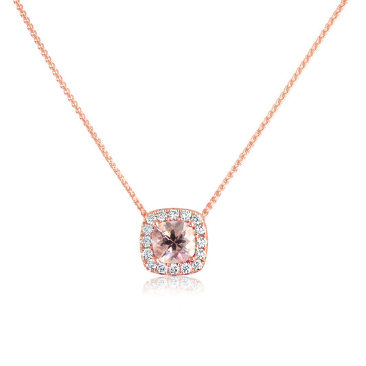 14K Rose Gold Lotus Garnet/Diamond Pendant