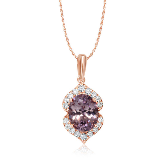 14K Rose Gold Lotus Garnet/Diamond Pendant