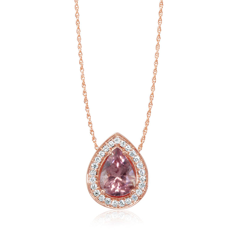 14K Rose Gold Lotus Garnet/Diamond Pendant