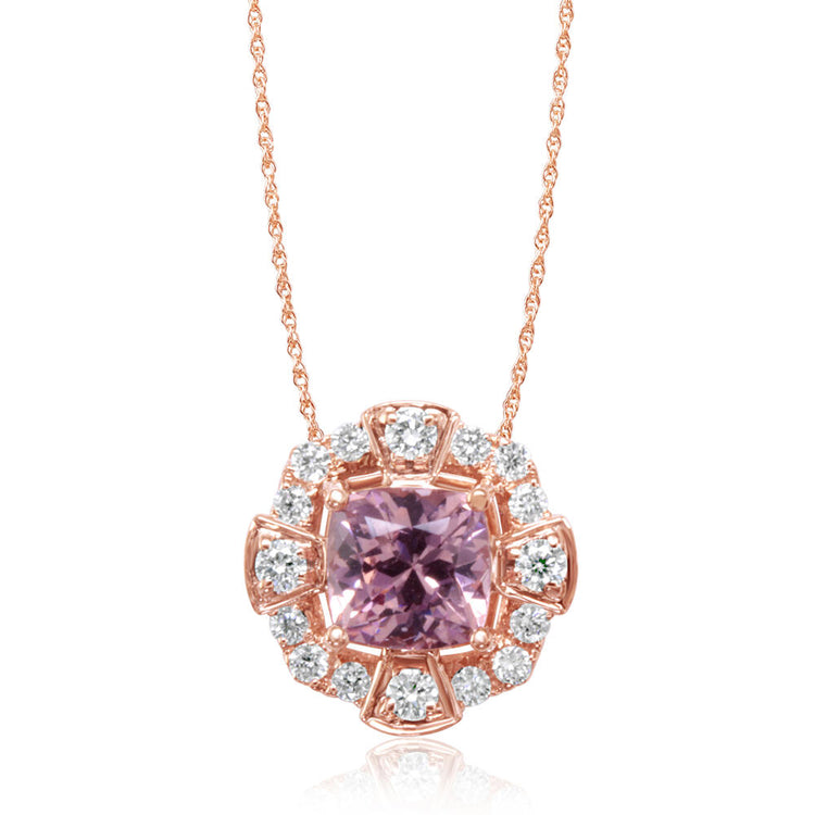 14K Rose Gold Lotus Garnet/Diamond Pendant