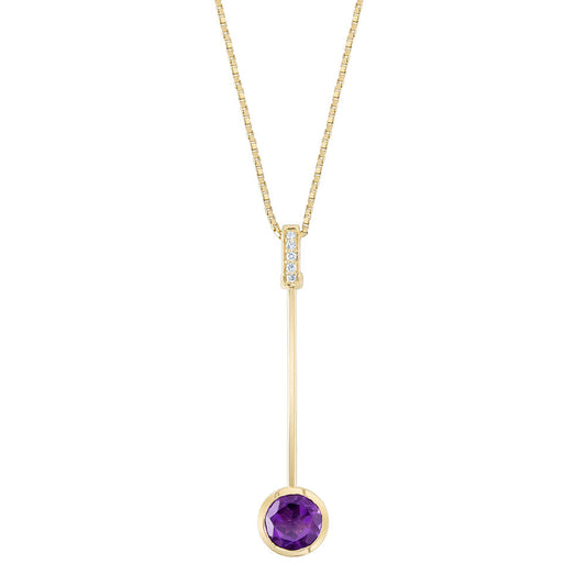 14K Yellow Gold Amethyst/Diamond Pendant