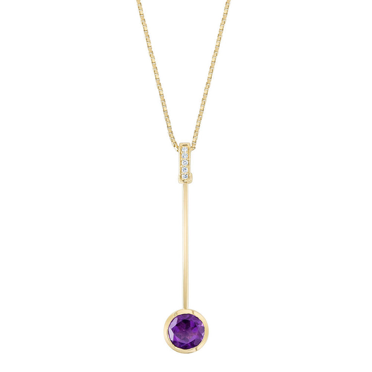 14K Yellow Gold Amethyst/Diamond Pendant