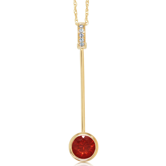 14K Yellow Gold Fire Opal/Diamond Pendant