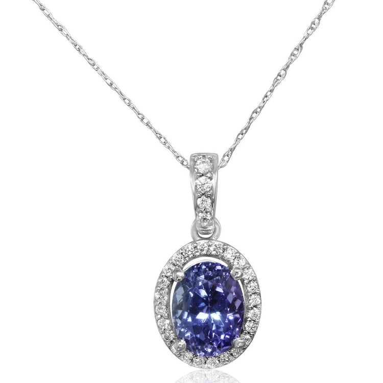 14K White Gold Peacock Tanzanite/Diamond Neckpiece