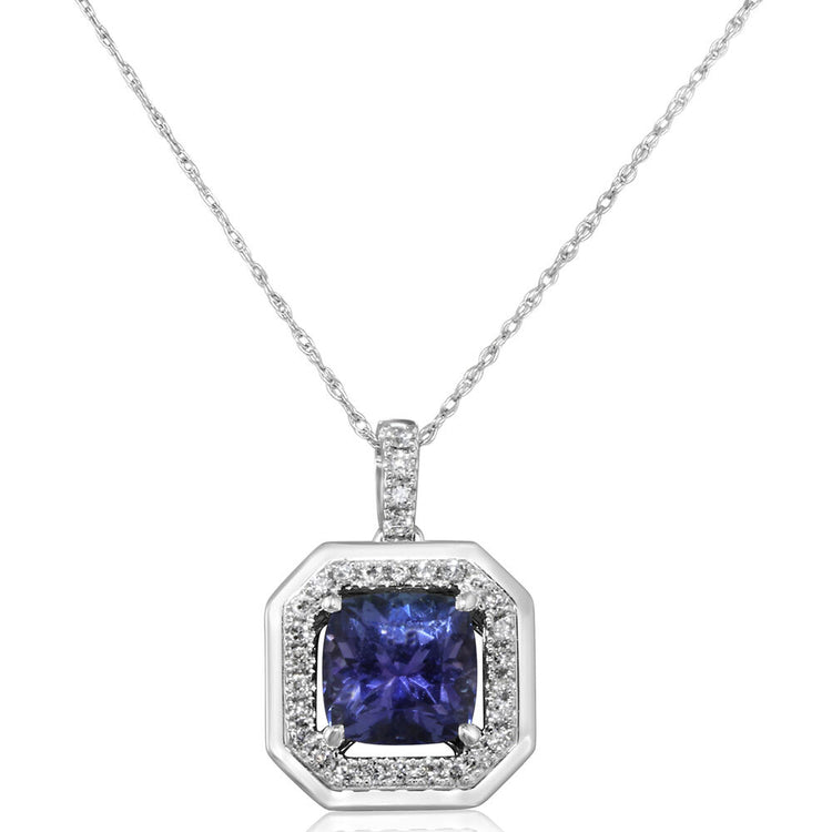 14K White Gold Peacock Tanzanite/Diamond Pendant