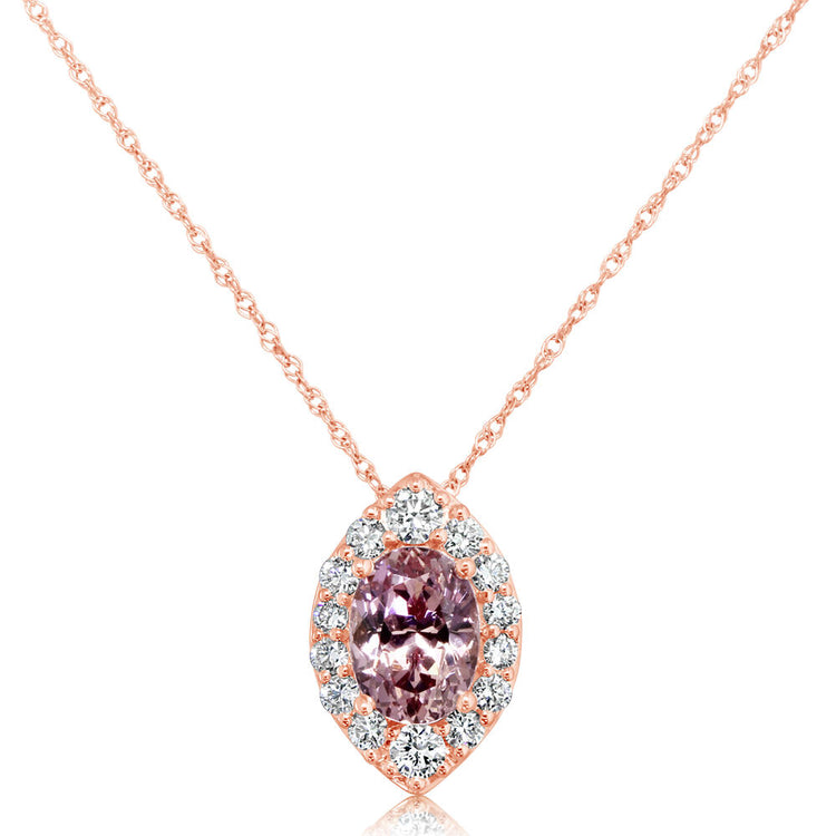 14K Rose Gold Lotus Garnet/Diamond Pendant