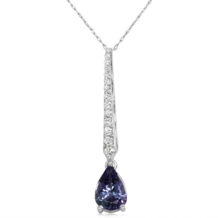 14K White Gold Peacock Tanzanite/Diamond Pendant