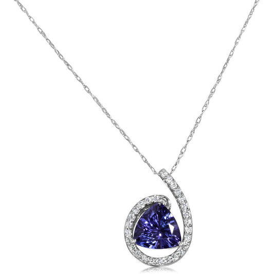 14K White Gold Peacock Tanzanite/Diamond Pendant