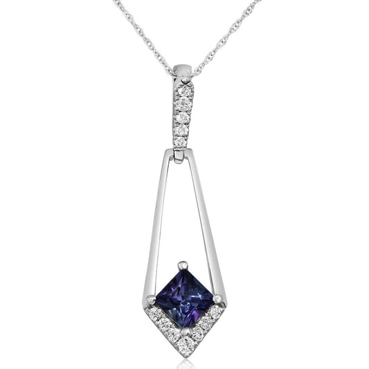 14K White Gold Peacock Tanzanite/Diamond Pendant