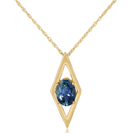 14K Yellow Gold Montana Sapphire Pendant