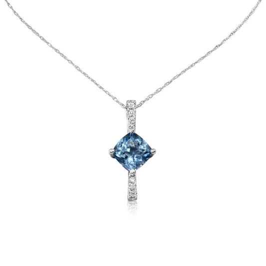 14K White Gold Aquamarine/Diamond Pendant