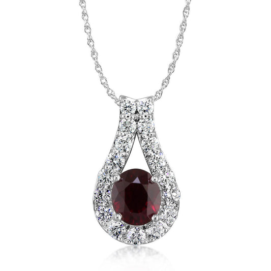 18K White Gold Mozambique Ruby/Diamond Pendant