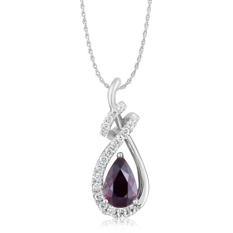 18K White Gold Mozambique Ruby/Diamond Pendant