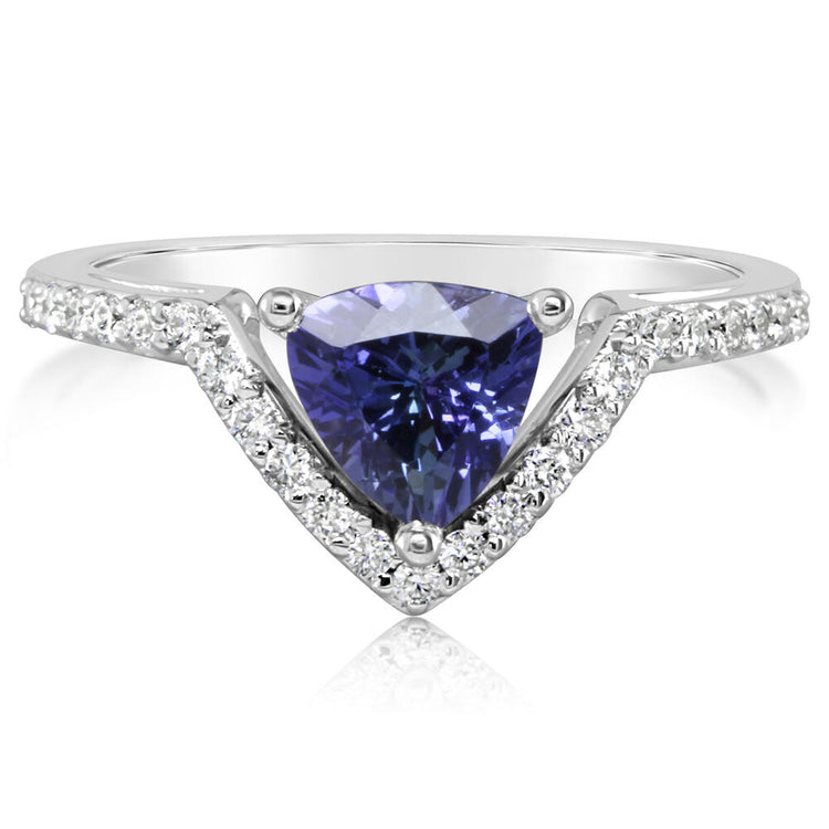 14K White Gold Peacock Tanzanite/Diamond Ring