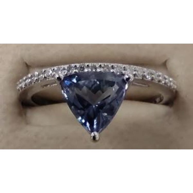 14K White Gold Peacock Tanzanite/Diamond Ring