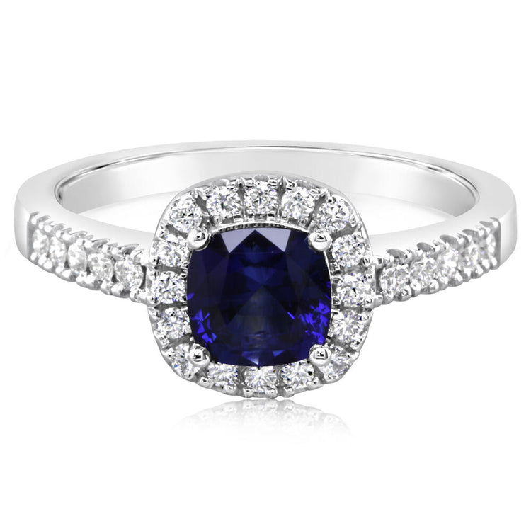 14K White Gold Sapphire/Diamond Ring