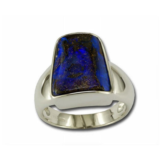 Silver Gents Boulder Opal Ring