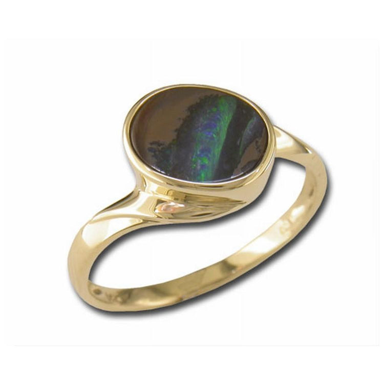 14K Yellow Gold Boulder Opal Ring