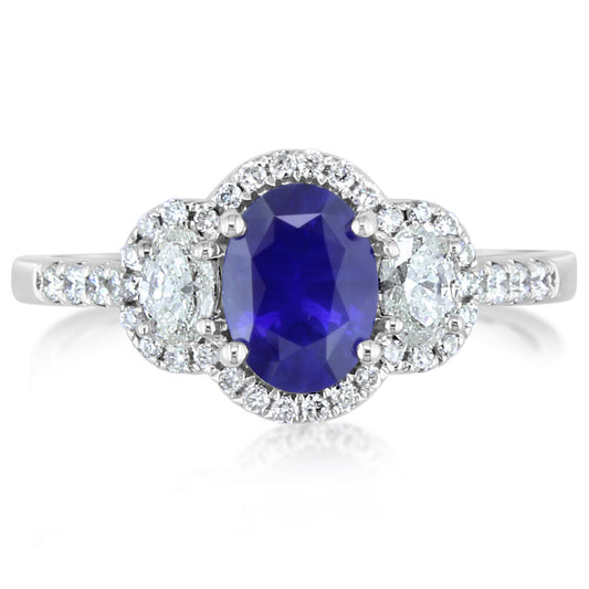 14K White Gold Sapphire/Diamond Ring