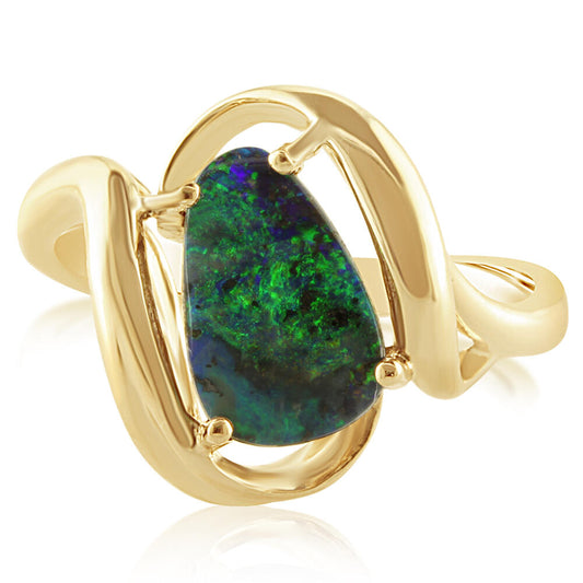 14K Yellow Gold Australian Boulder Opal Ring